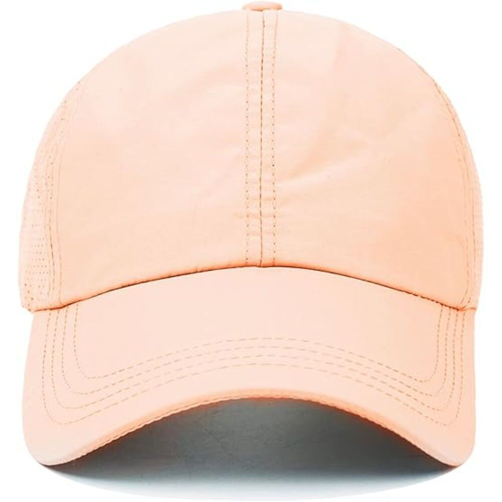 Womens Pink Crises Cross Ponytail Adjustable High Messy Bun Classic Baseball Cap - Picture 2 of 2